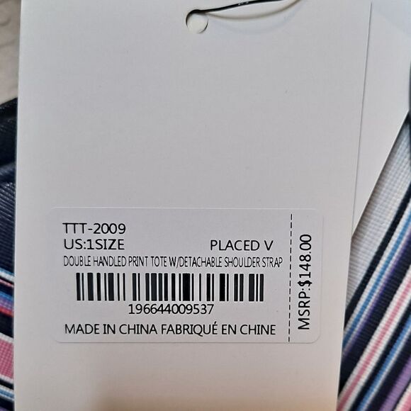 Trina Turk Women's Faux Leather Printed Chevron Convertible Tote Handbag… - Picture 4 of 7